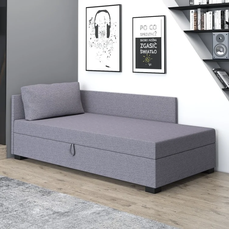 Łóżko Pola+ z pojemnikiem, tapczan jednoosobowy hotelowy młodzieżowy