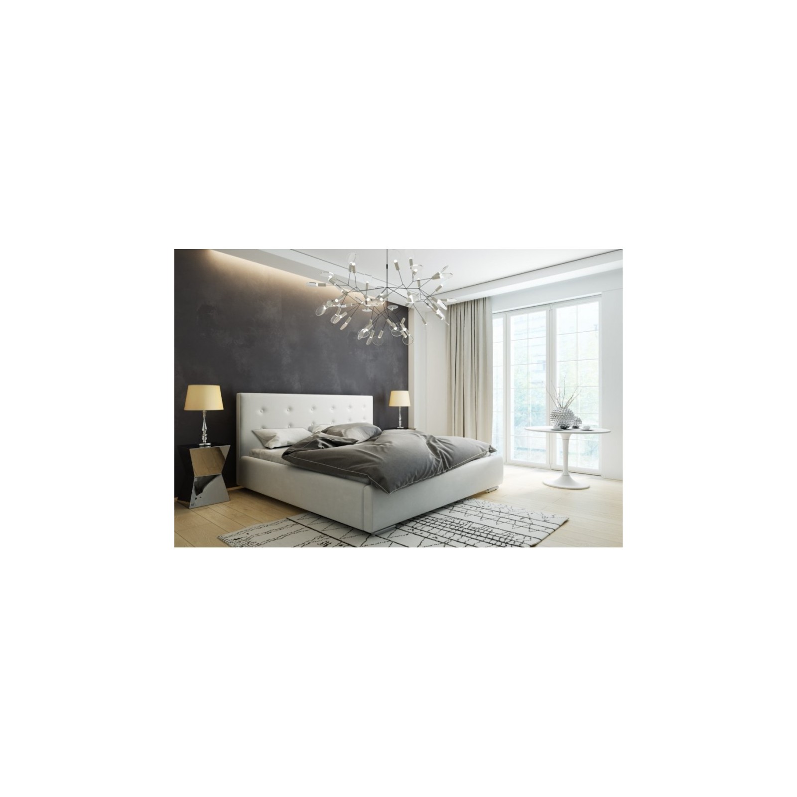 Łóżko małżeńskie, tapicerowane Lili +pojemnik na pościel