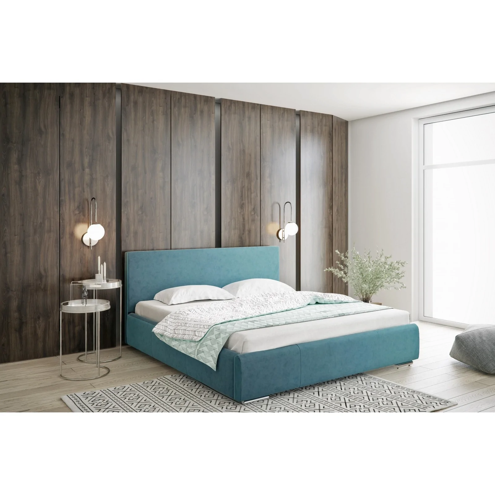 Łóżko tapicerowane Karla +stelaż +pojemnik na pościel