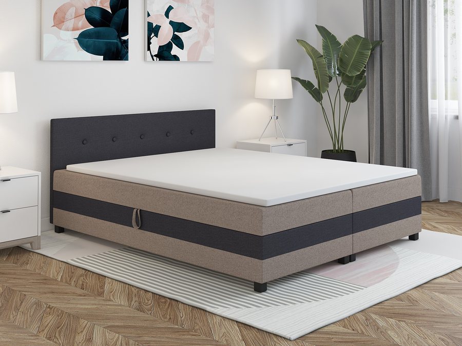 Tapczan dwuosobowy Ilia 160×200 – zestawienie beżowo-grafitowy