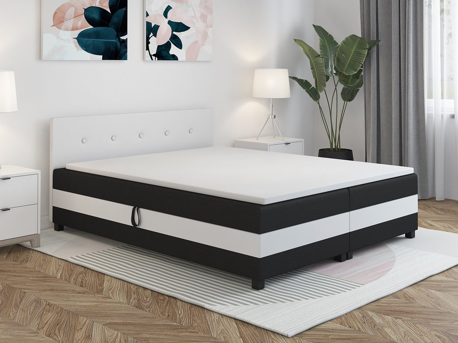 Tapczan dwuosobowy Ilia 160×200 – zestawienie czarno-biały