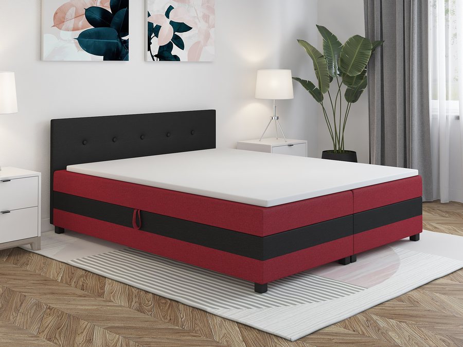 Tapczan dwuosobowy Ilia 160×200 – zestawienie czerwono-czarny
