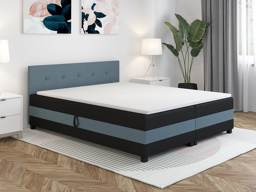 Tapczan dwuosobowy Ilia 160×200 – zestawienie morsko-czarny