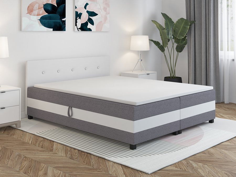 Tapczan dwuosobowy Ilia 160×200 – zestawienie szaro-biały
