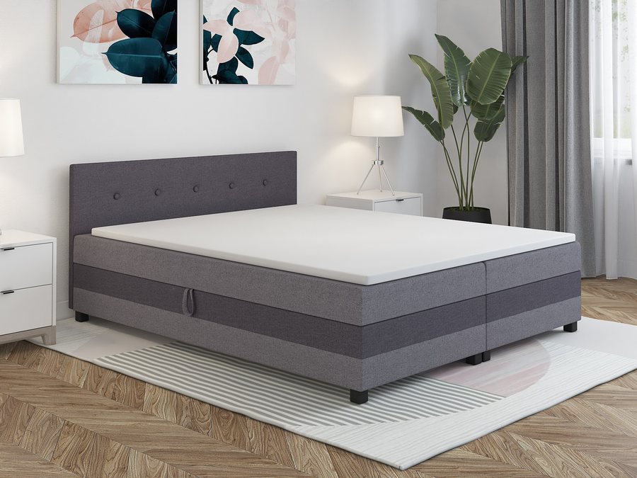 Tapczan dwuosobowy Ilia 160×200 – zestawienie szary z ciemnym szarym