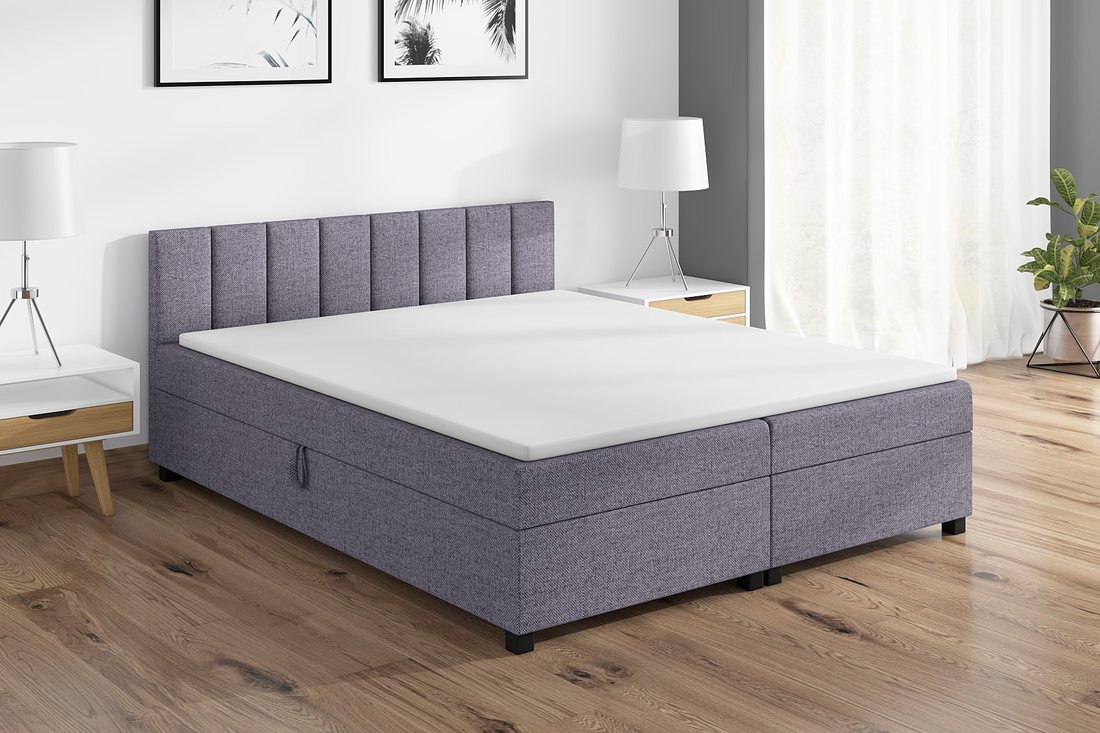 Tapczan Leo 140×200 w kolorze szary w aranżacji sypialni