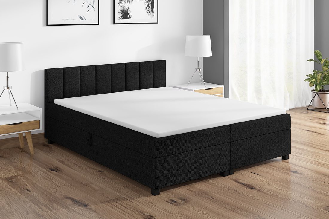 Tapczan Leo 140×200 w kolorze czarny w aranżacji sypialni