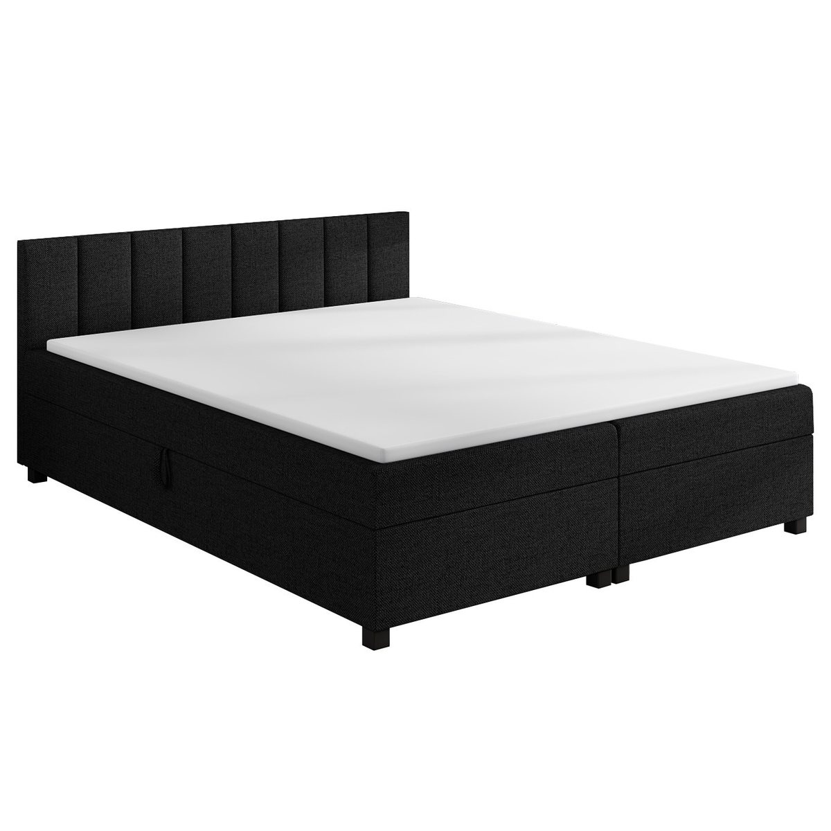 Tapczan dwuosobowy Leo 140×200 w kolorze czarny, wezgłowie w pionowe pasy