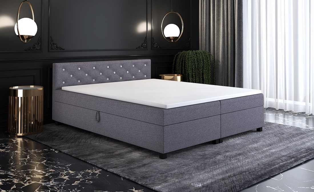 Tapczan dwuosobowy Princess 160×200 w kolorze szary w aranżacji sypialni