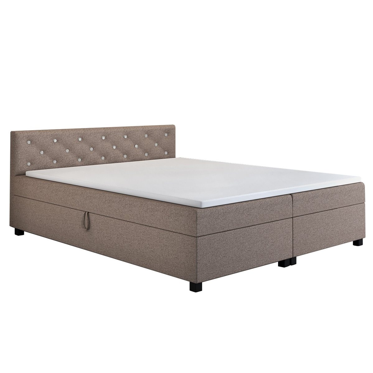 Tapczan dwuosobowy Princess 160×200 w kolorze złoty beż, wezgłowie pikowane kryształkami