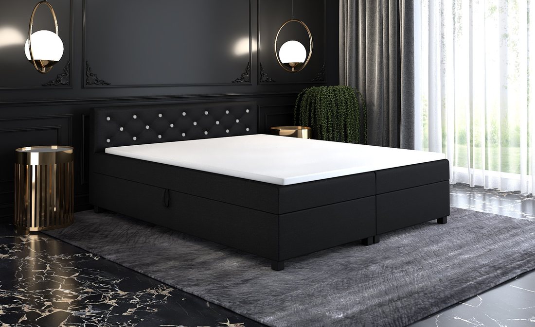Tapczan dwuosobowy Princess 160×200 w kolorze czarny w aranżacji sypialni