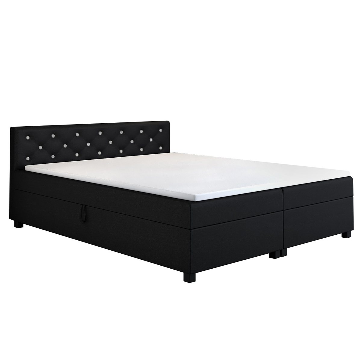 Tapczan dwuosobowy Princess 160×200 w kolorze czarny, wezgłowie pikowane kryształkami