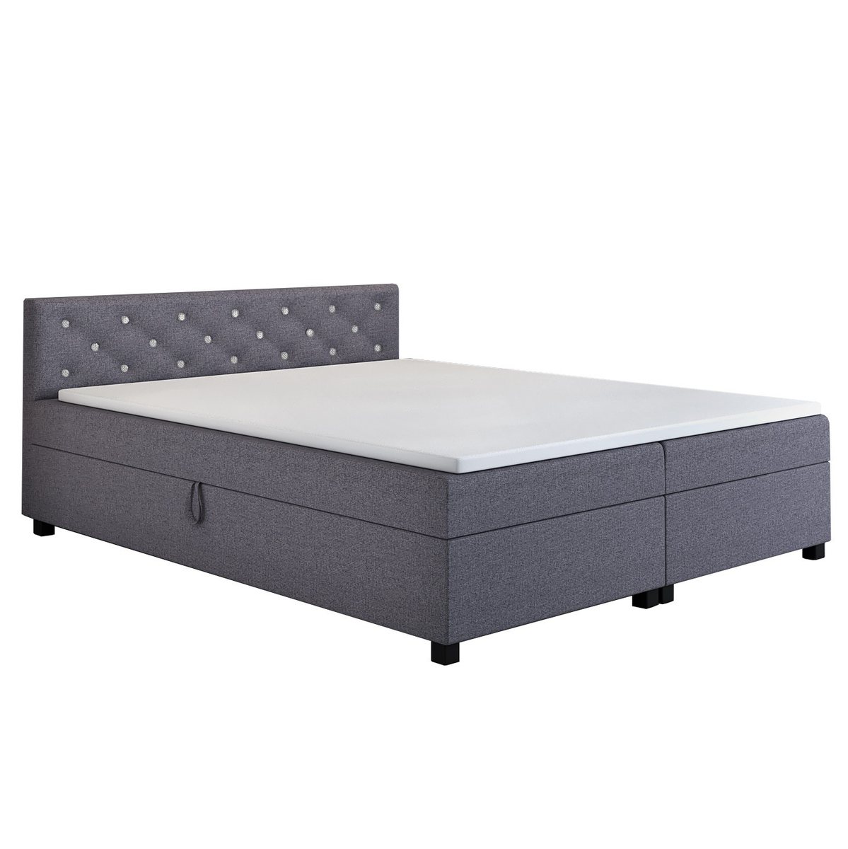 Tapczan dwuosobowy Princess 140×200 w kolorze szary, wezgłowie pikowane kryształkami