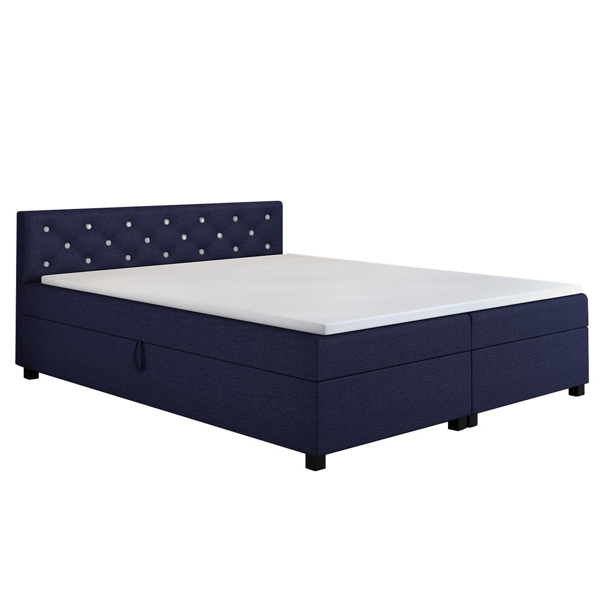 Tapczan dwuosobowy Princess 180×200 w kolorze granat, wezgłowie pikowane kryształkami