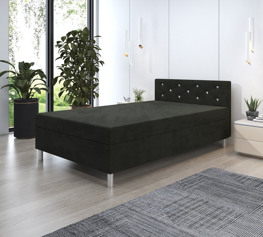 Tapczan Princess w kolorze czarny – welur Kronos
