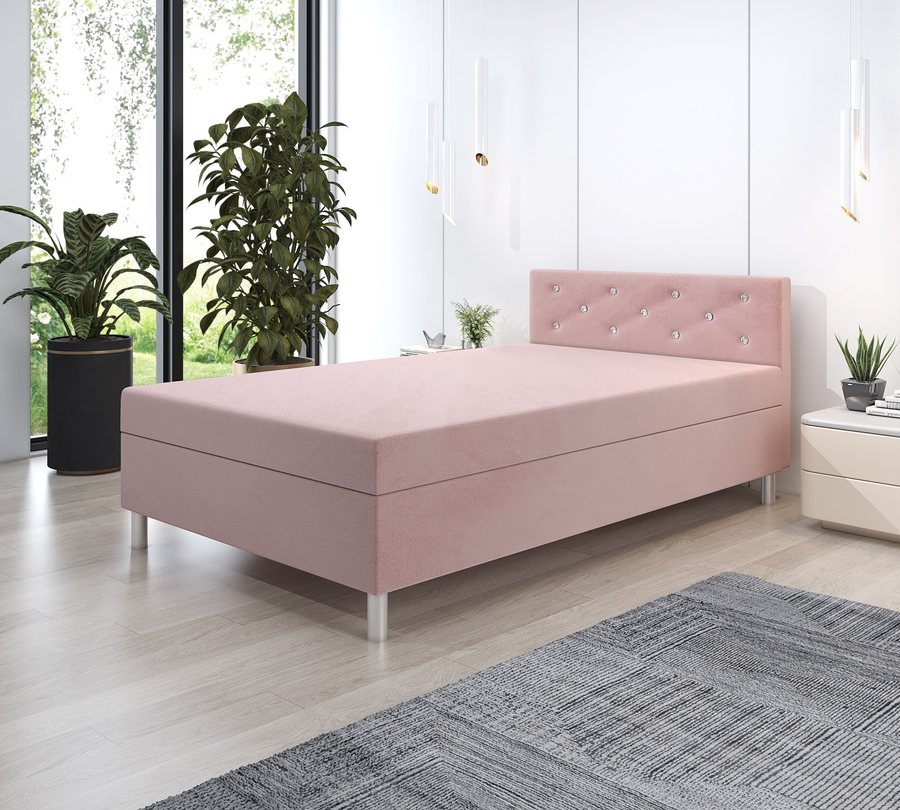 Tapczan Princess w kolorze pudrowy róż – welur Kronos